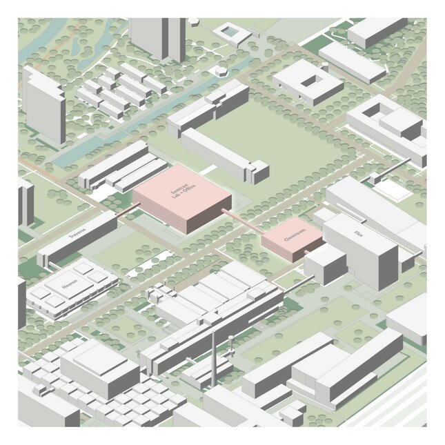 Location of the two new buildings on the TU/e campus. Illustration: Real Estate TU/e