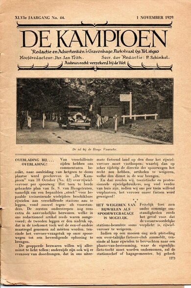 The article in the 1929 Kampioen magazine. Photo: private archive Jan Ploeger