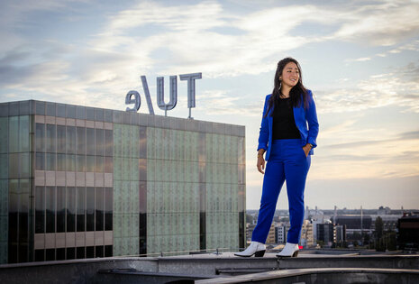 Dan Jing Wu op het dak van Atlas. Foto: Loraine Bodewes