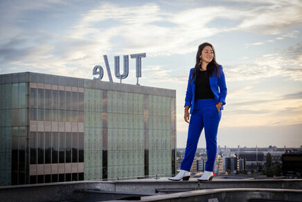 Dan Jing Wu op het dak van Atlas. Foto: Loraine Bodewes