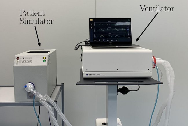 Experimental set-up for testing of self-learning assisted ventilation