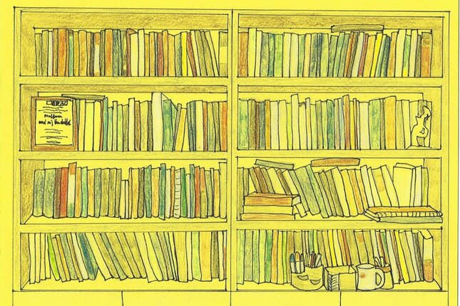 Lizan Kivits drew Van den Hof's bookshelves.
