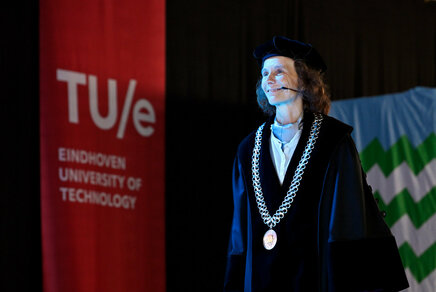 Rector Silvia Lenaerts during MomenTUm 2023. Photo: Bart van Overbeeke