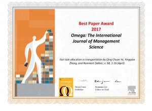 Qing Chuan Ye and Yingqian Zhang received a Best Paper Award for